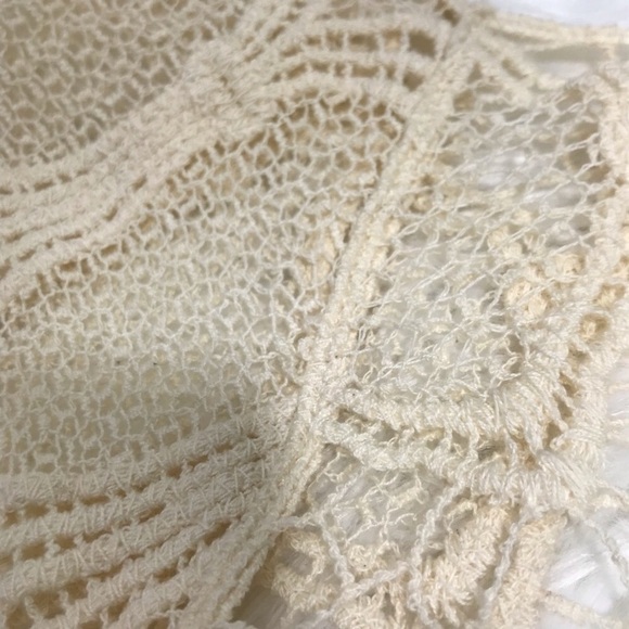 Boho Crochet Open Knit Lace Cream Top - Picture 5 of 5
